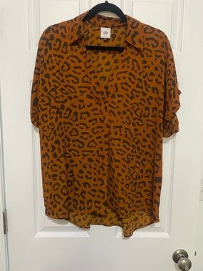 CAbi Leopard Print Replay Top - Size Large